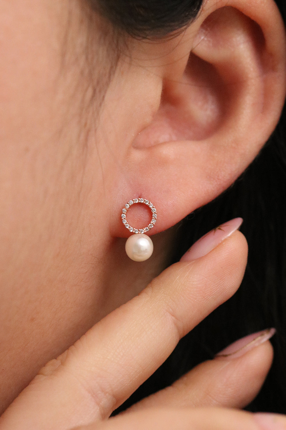 Circle pearl drop earrings-7