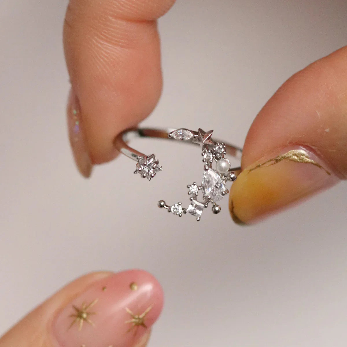 Cubic Moon Set In Silver-1