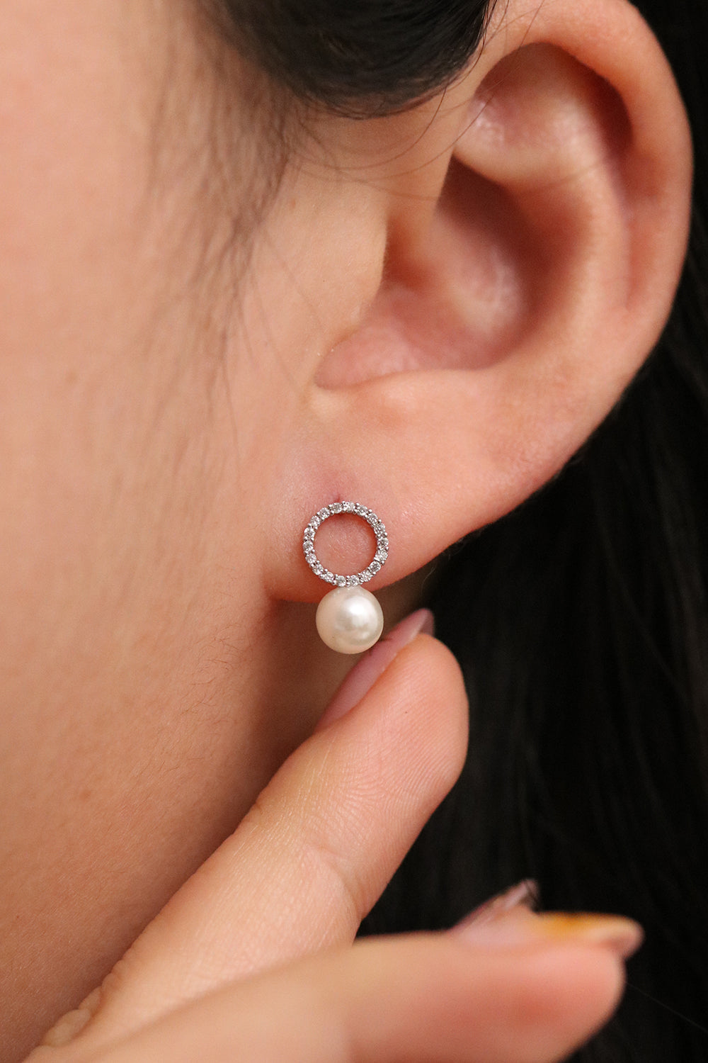 Circle pearl drop earrings-6
