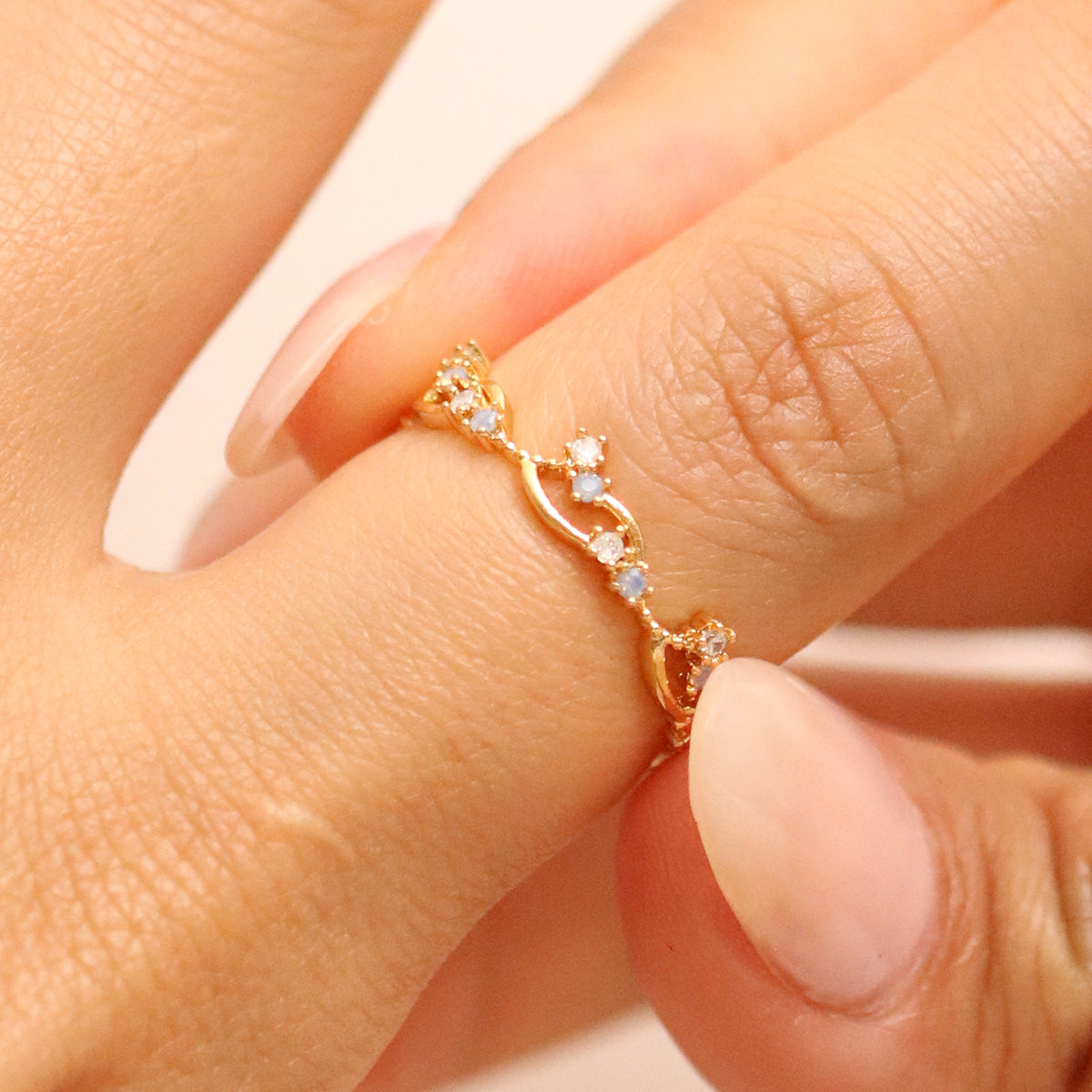 Wavy Moonstone & Cubic Ring-1