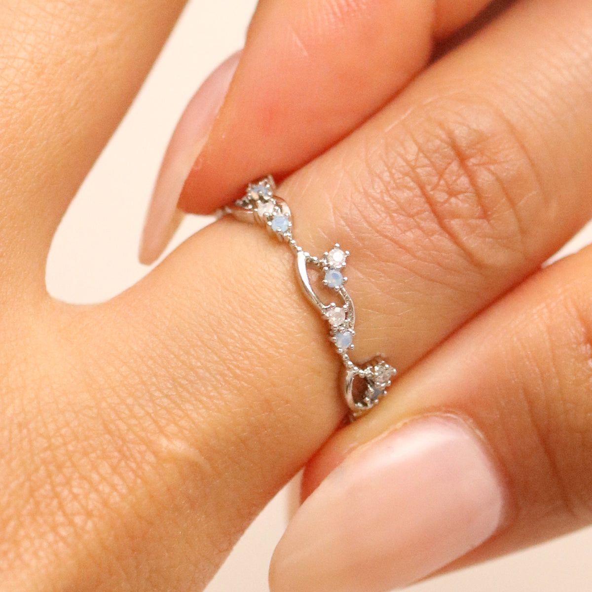 Wavy Moonstone & Cubic Ring-2