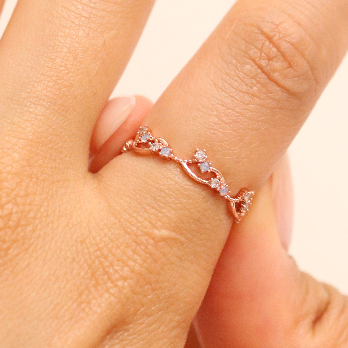 Wavy Moonstone & Cubic Ring-3