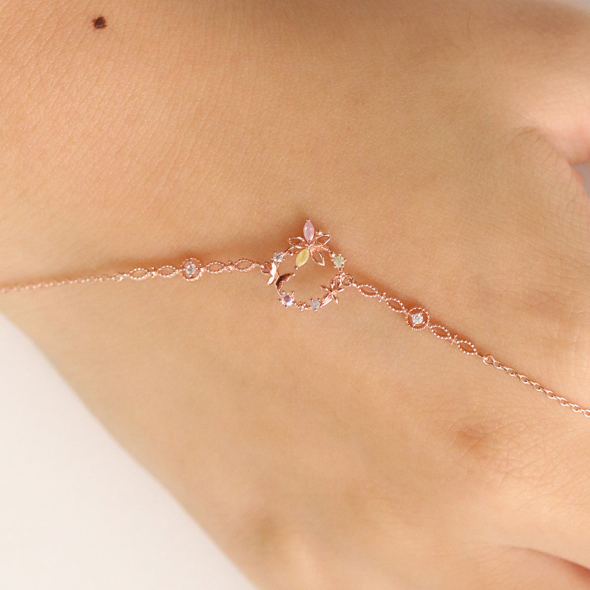 Butterfly flower cubic bracelet-3