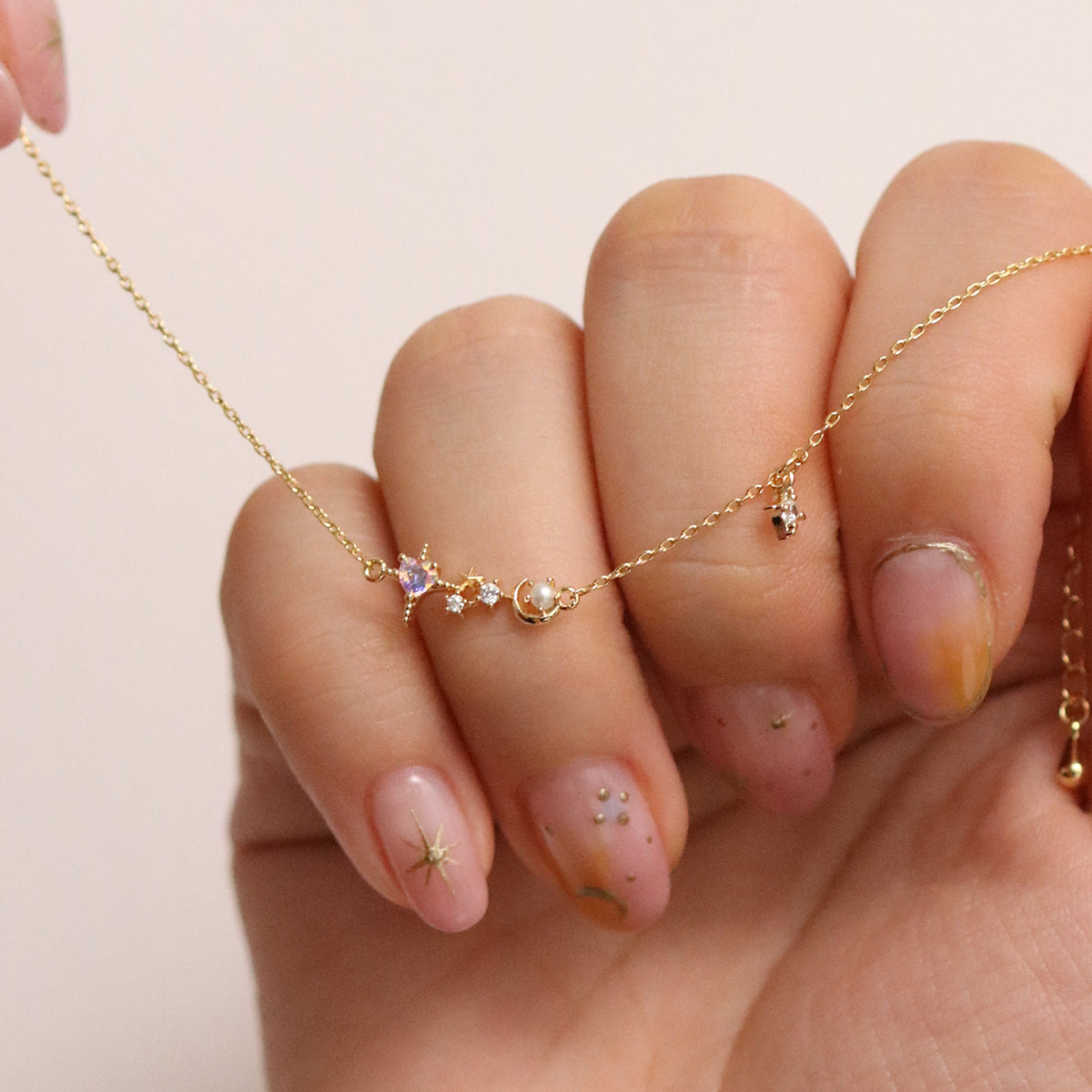 Smoked topaz Cubic Pearl Charm bracelet-1