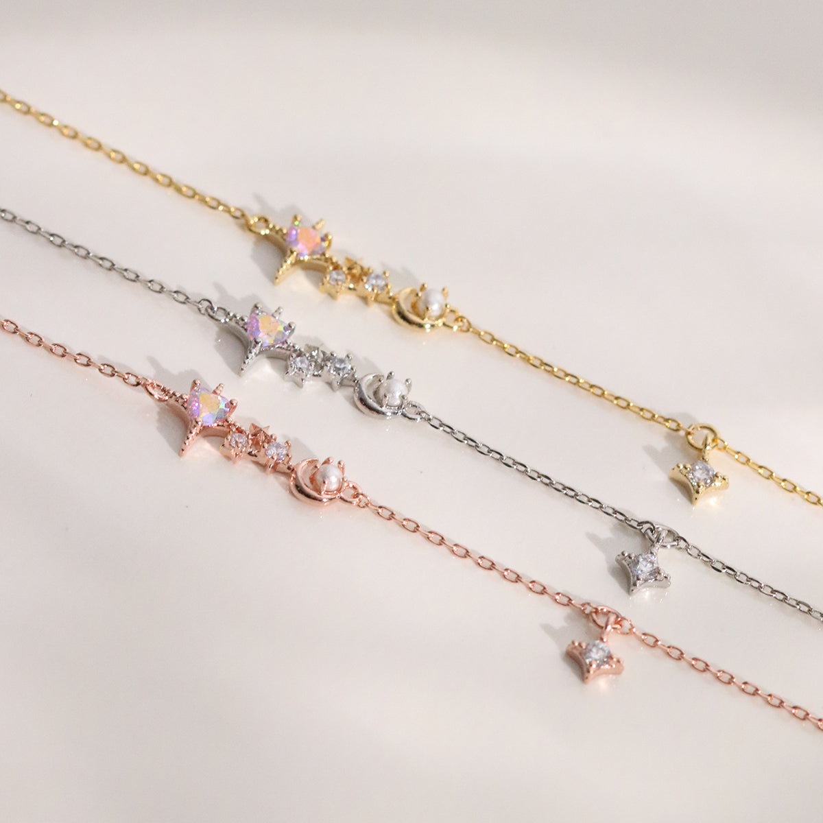 Smoked topaz Cubic Pearl Charm bracelet-4