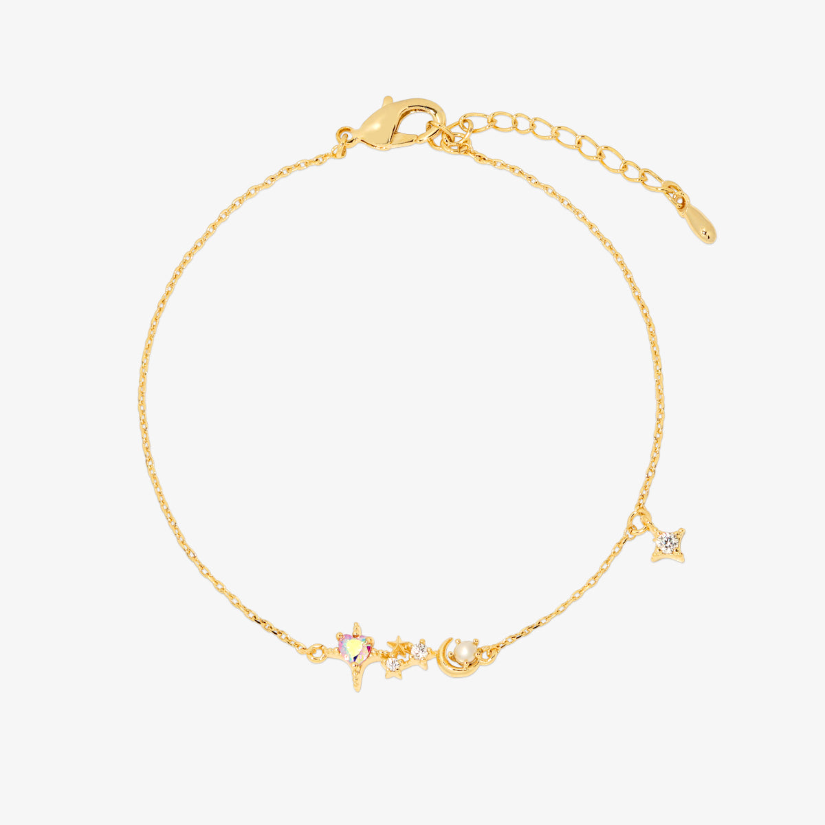 Smoked topaz Cubic Pearl Charm bracelet-0