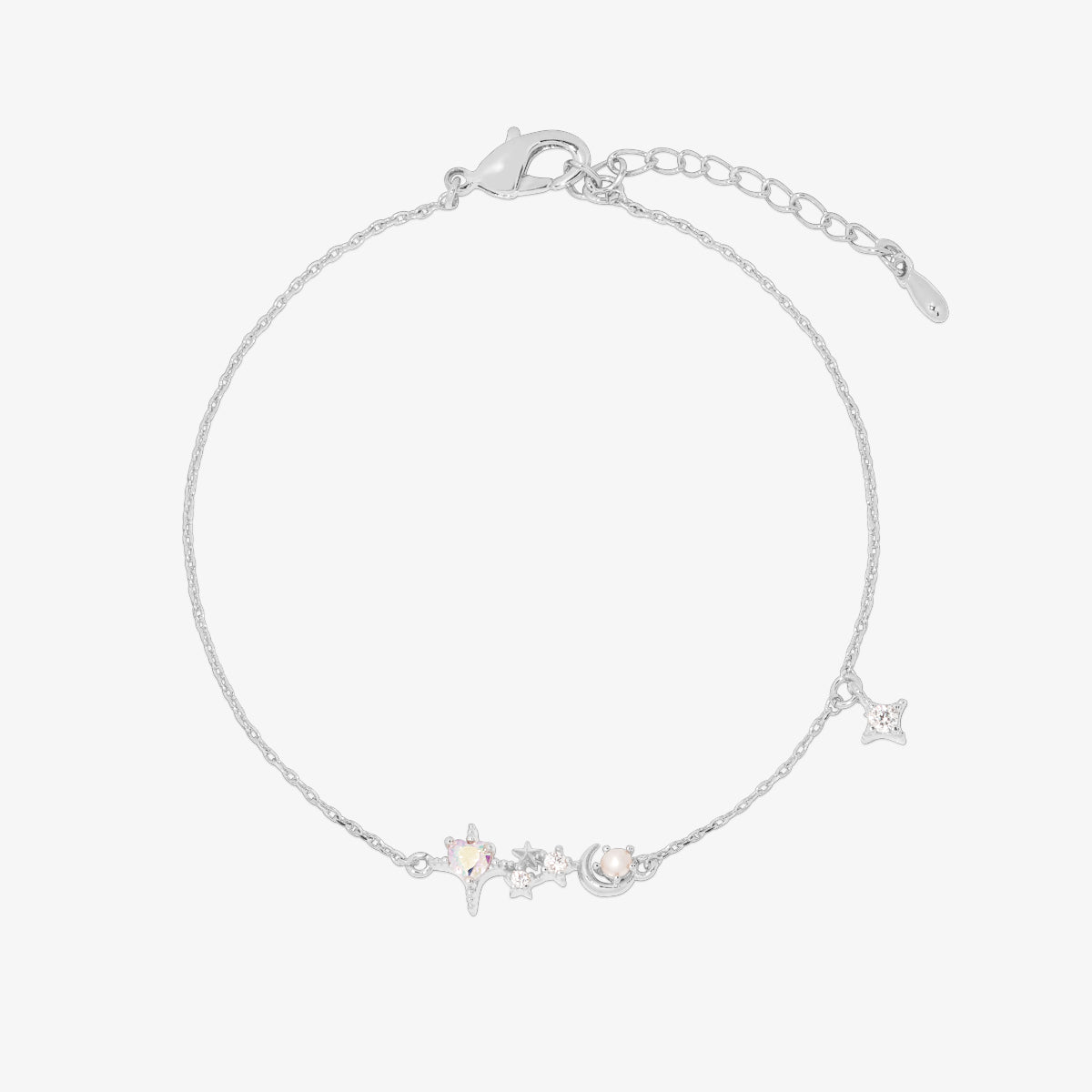Smoked topaz Cubic Pearl Charm bracelet-5