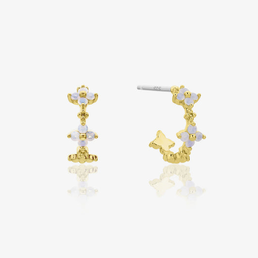 Moonstone clover semi-hoop earrings-0